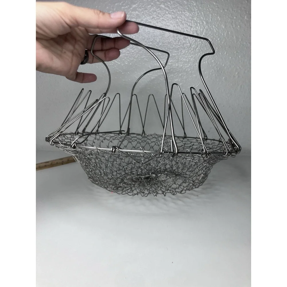 VTG Unbranded Farmhouse Collapsible Wire Mesh Egg Basket‎ 8.5